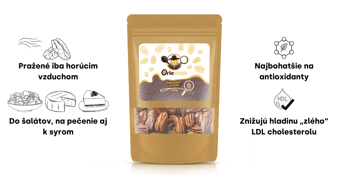 Infografika o benefitoch pekanových orechov a prečo ich zaradiť do stravy.